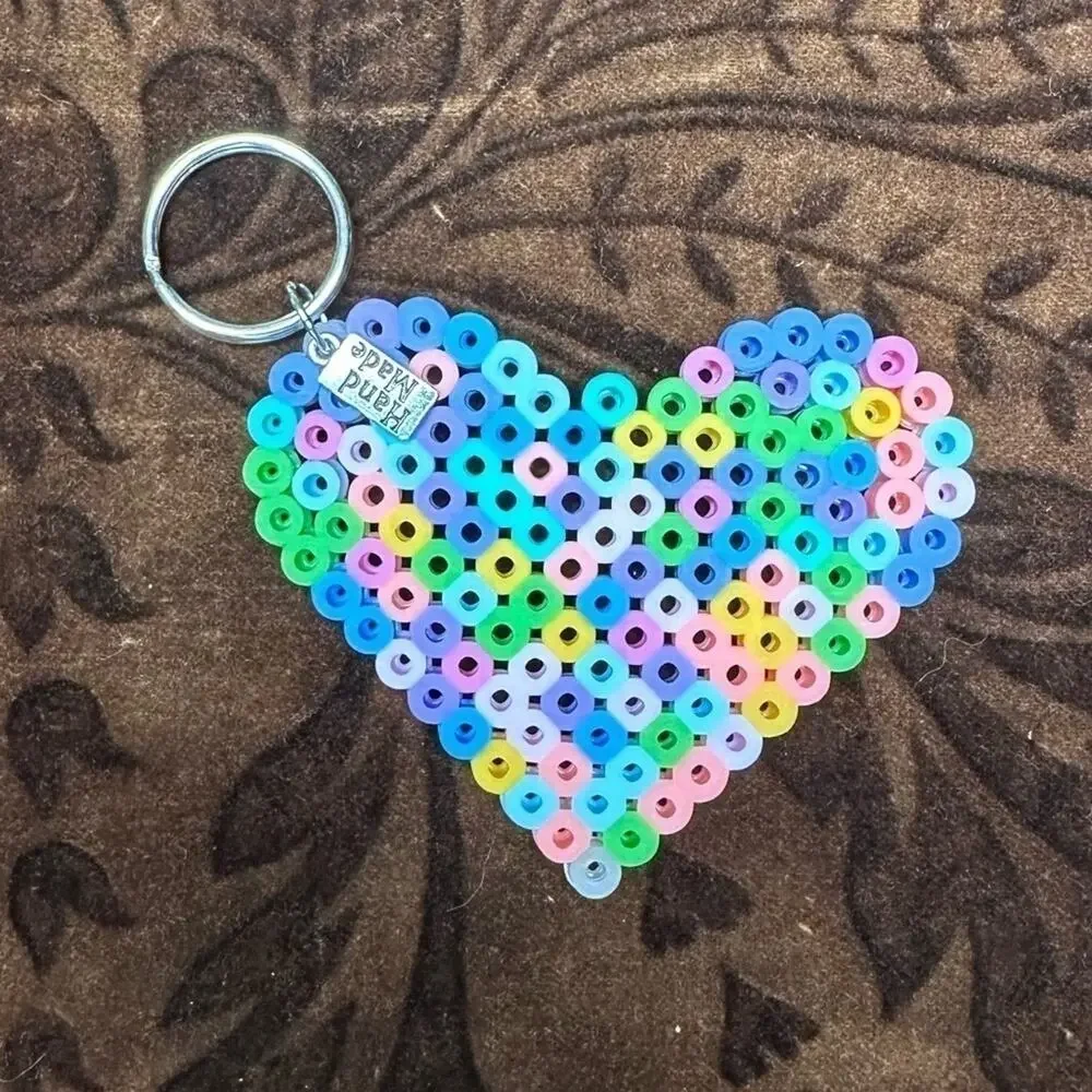 Handmade charm heart keychain multi color